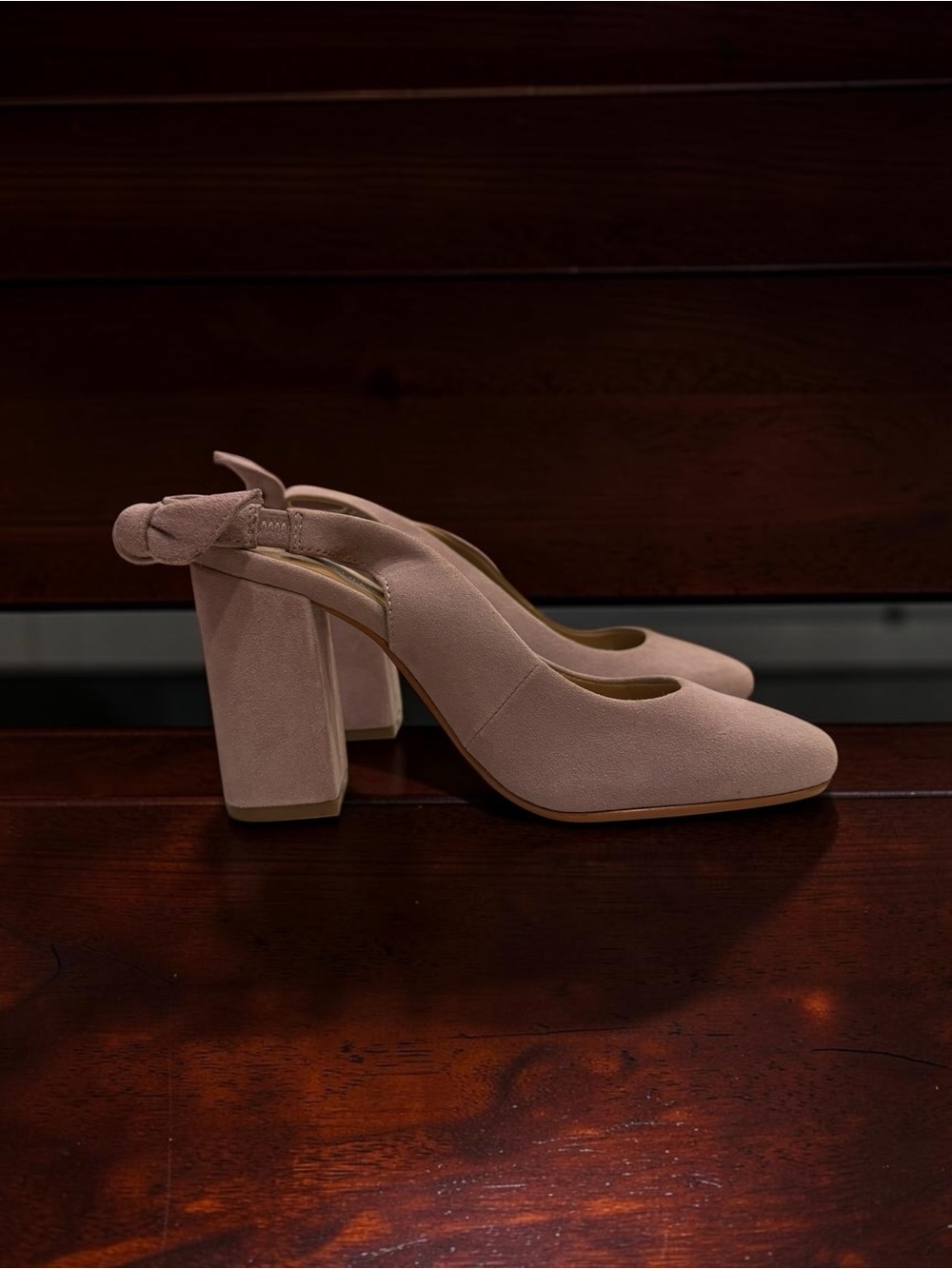 Anthropologie Blush Pink Knotted Slingback Block Heels Like New